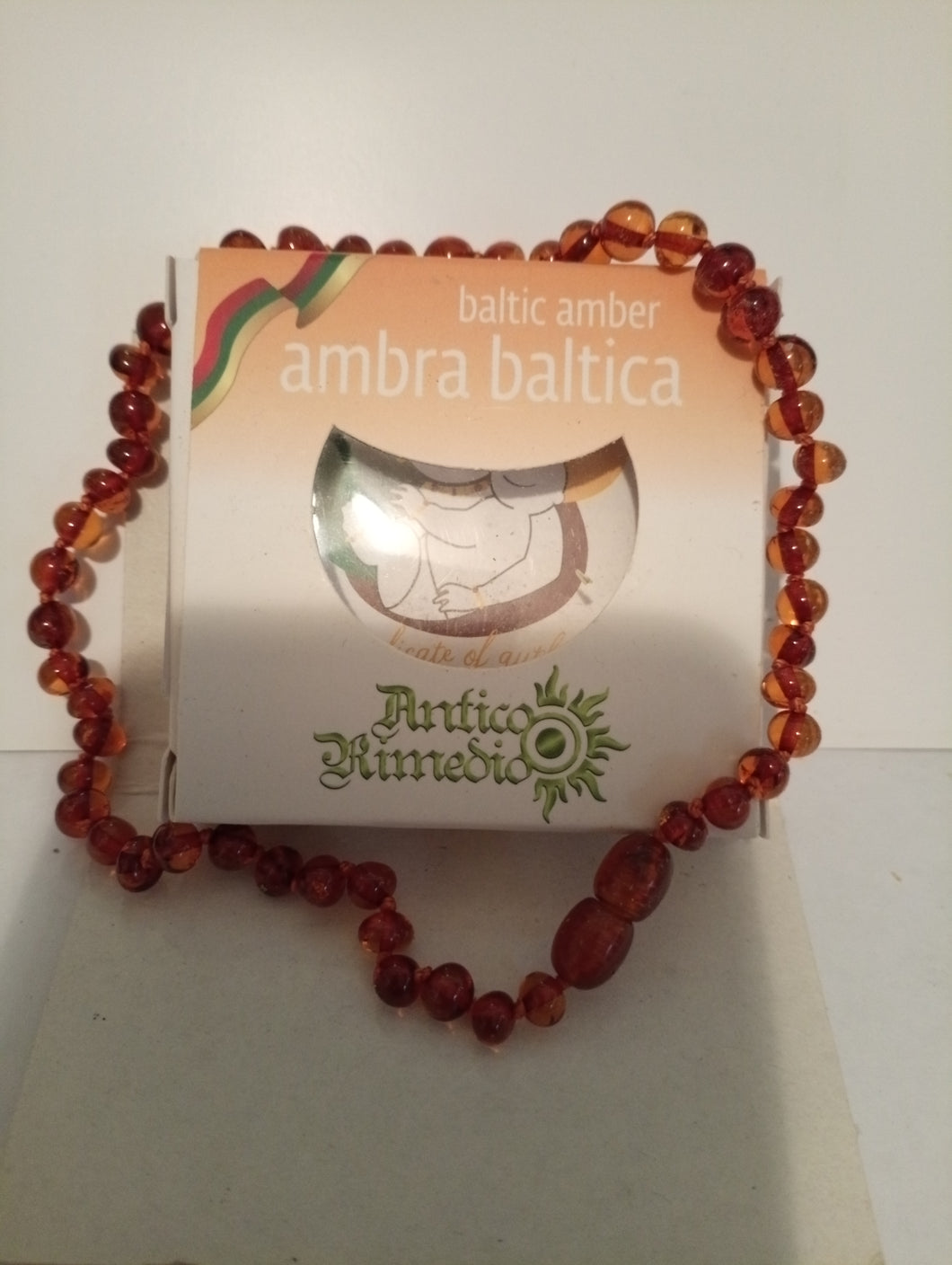 ambra del baltico collanina per bambini color cognac